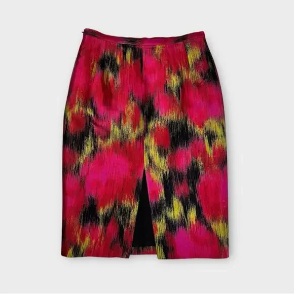 Michael Kors Collection Printed Shantung Silk Blend Pencil Skirt 2 - Picture 4 of 12